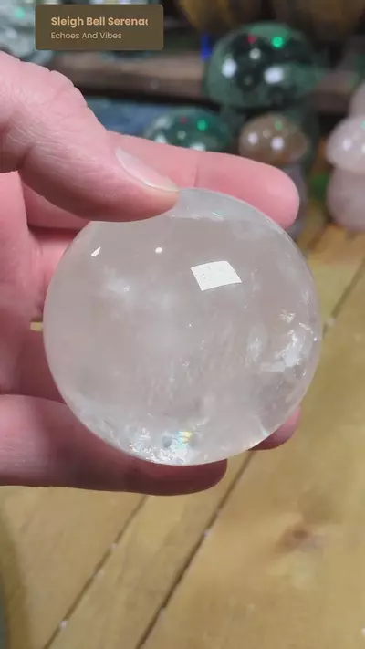 plant/Clear Quartz Sphere w/ Rainbows ~0.71 Pounds-0-thumbnail