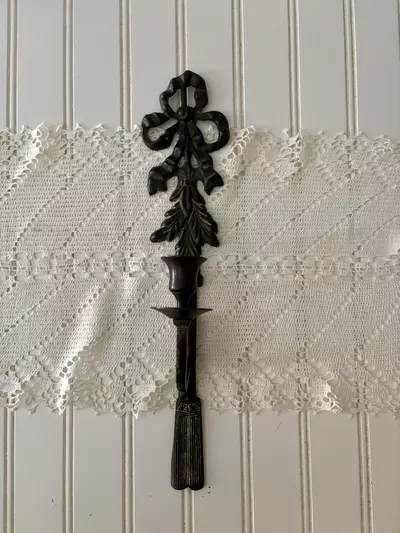 plant/Cast Iron Wall Sconce with Bow Detail-0-thumbnail