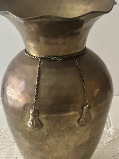 plant/Brass Hammered Vase with Tassels-1-thumbnail