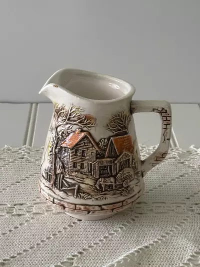 plant/Marks & Rosenfeld creamer pitcher with a farmhouse scene-0-thumbnail