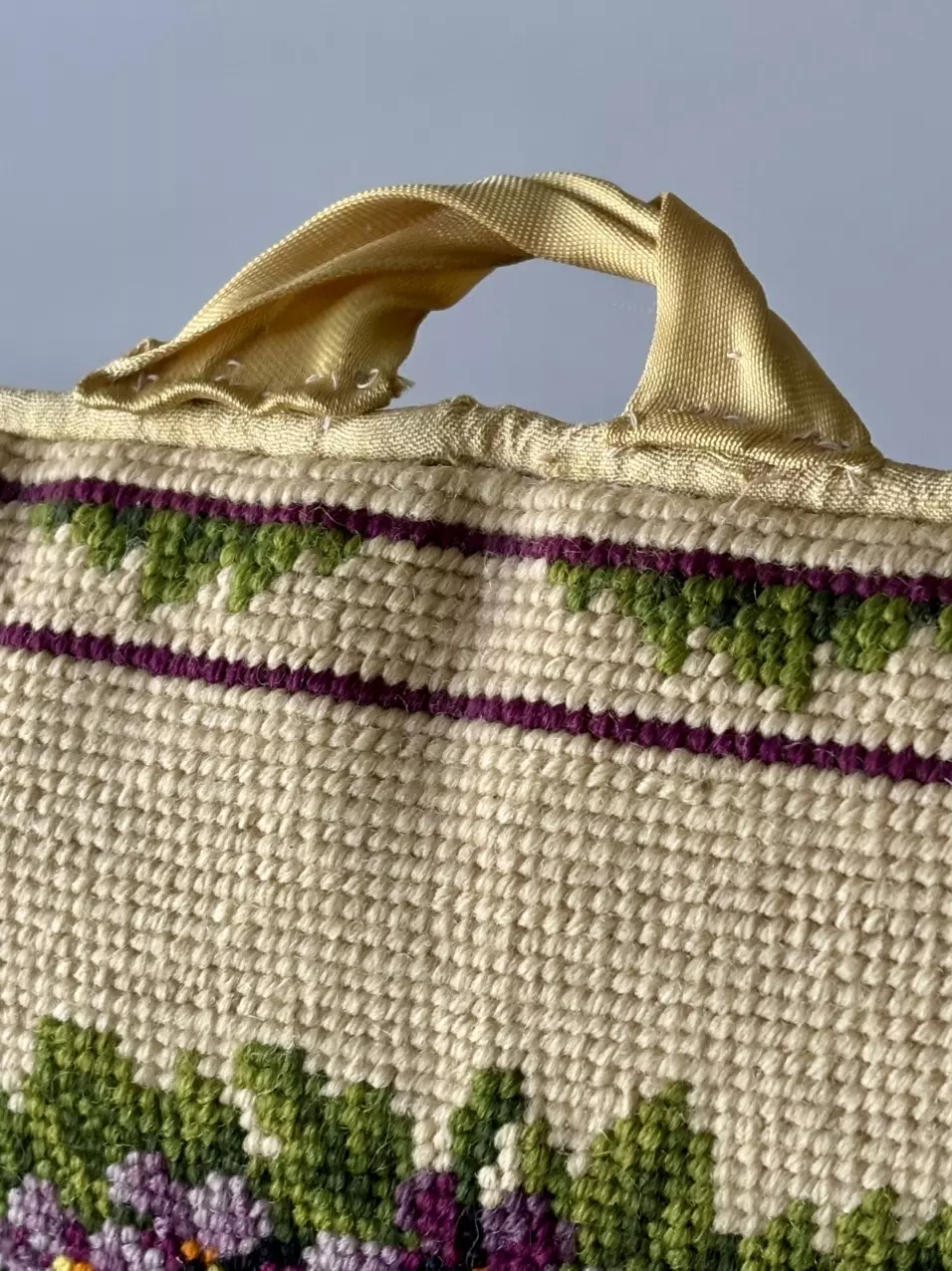 plant/Needlepoint pillow with purple violets-1