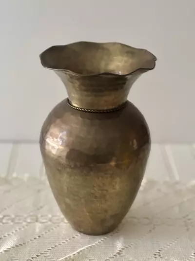 plant/Brass Hammered Vase with Tassels-4-thumbnail