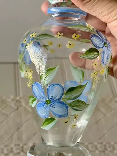plant/Hand Painted Floral Glass Vase-2-thumbnail
