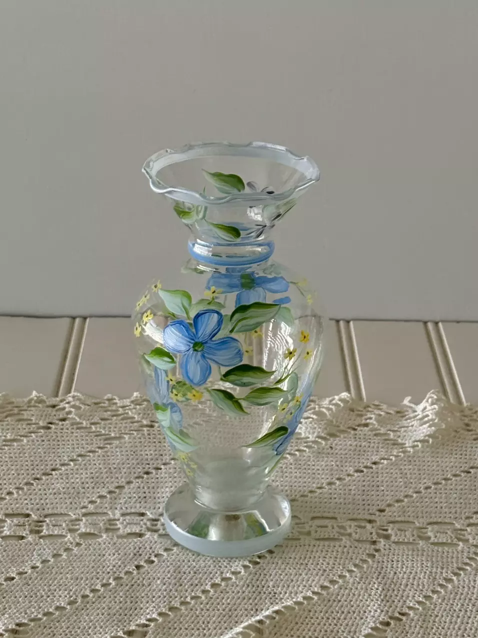 plant/Hand Painted Floral Glass Vase-0