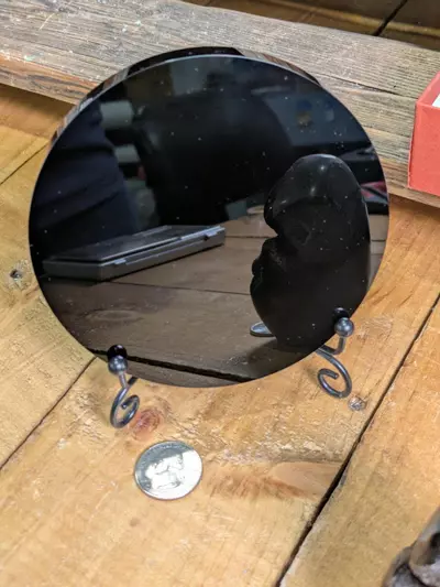 plant/#11522 10cm Black Obsidian Mirror w/ Stand-0-thumbnail