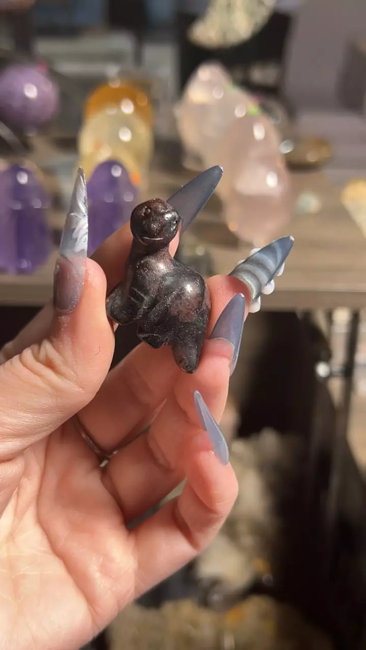 plant/Garnet Arfvedsonite Mini Dino Carving-0
