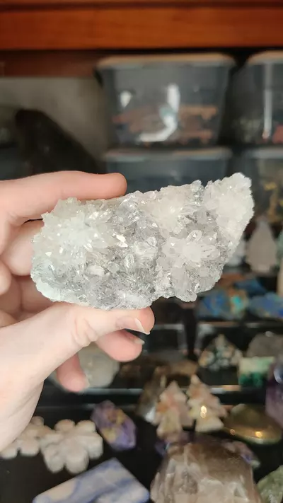 plant/Clear Quartz Flower Specimen with UV Reaction-0-thumbnail