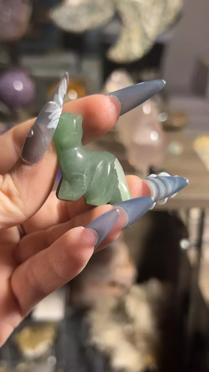 plant/Green Adventurine Mini Dino Carving-0