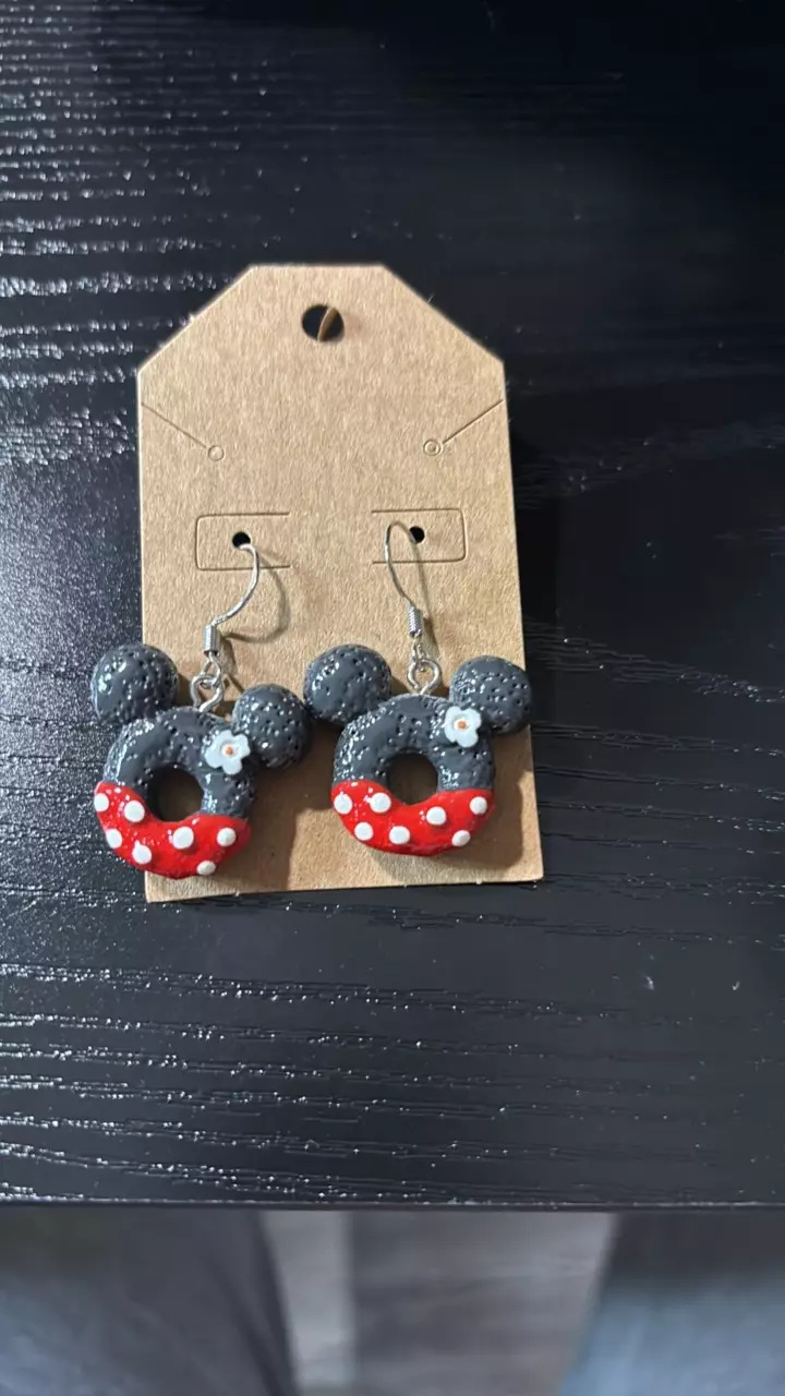 plant/Handcrafted Resin/Clay Donut Mickey Earrings-0