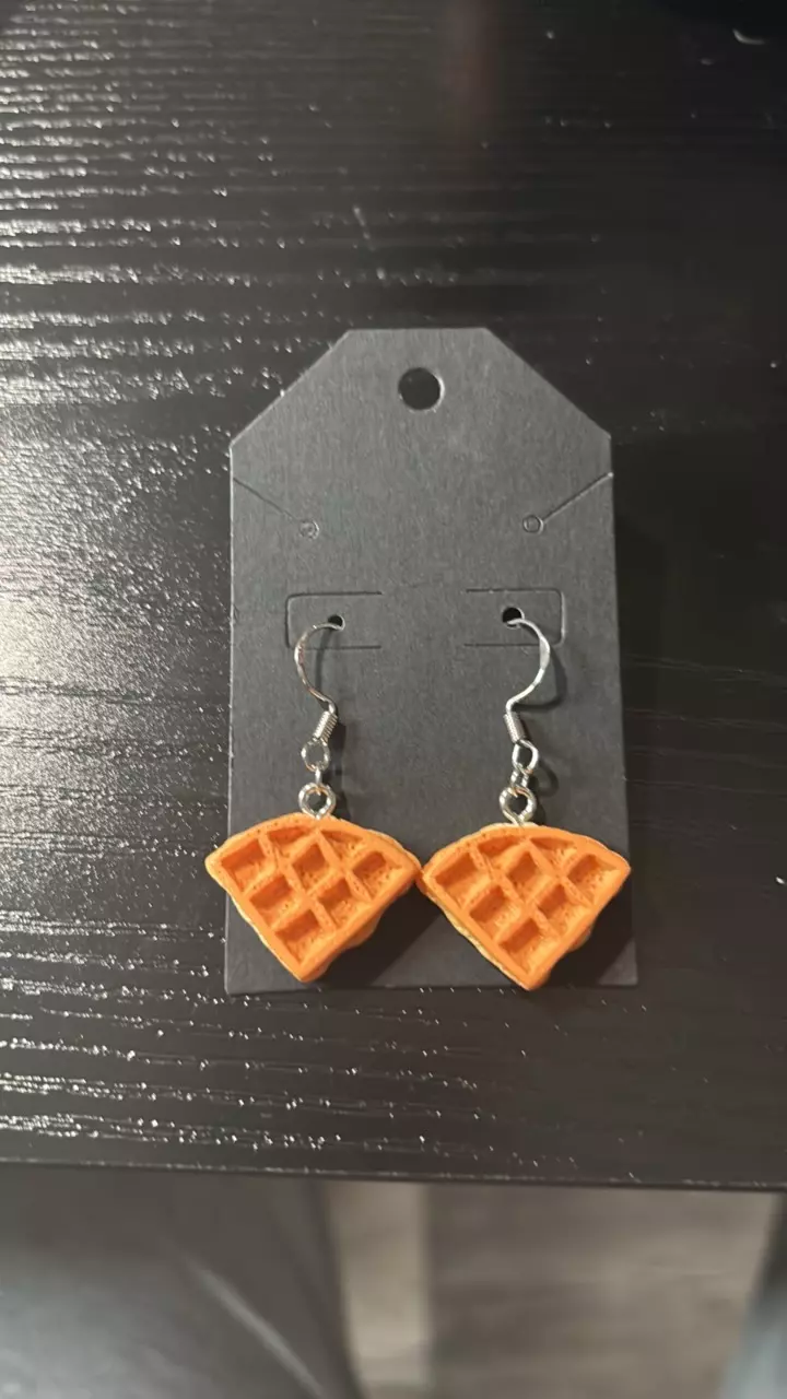 plant/Handcrafted Clay/Resin Waffle Earrings-0