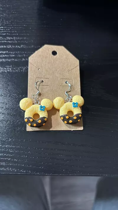 plant/Handcrafted Resin/Clay Donut Mickey Earrings-0-thumbnail