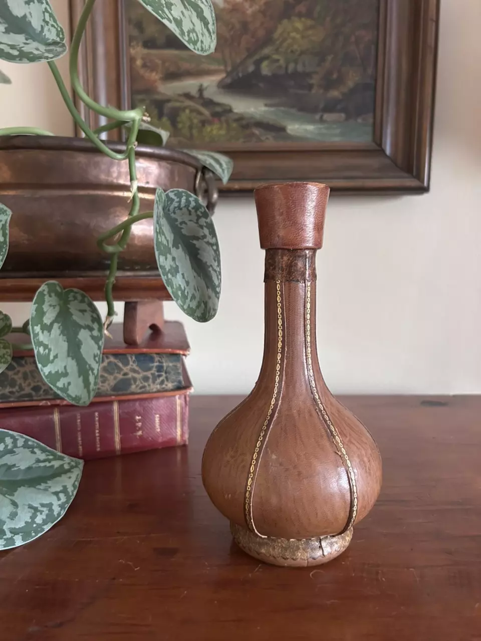 plant/Leather Wrapped Decanter-0