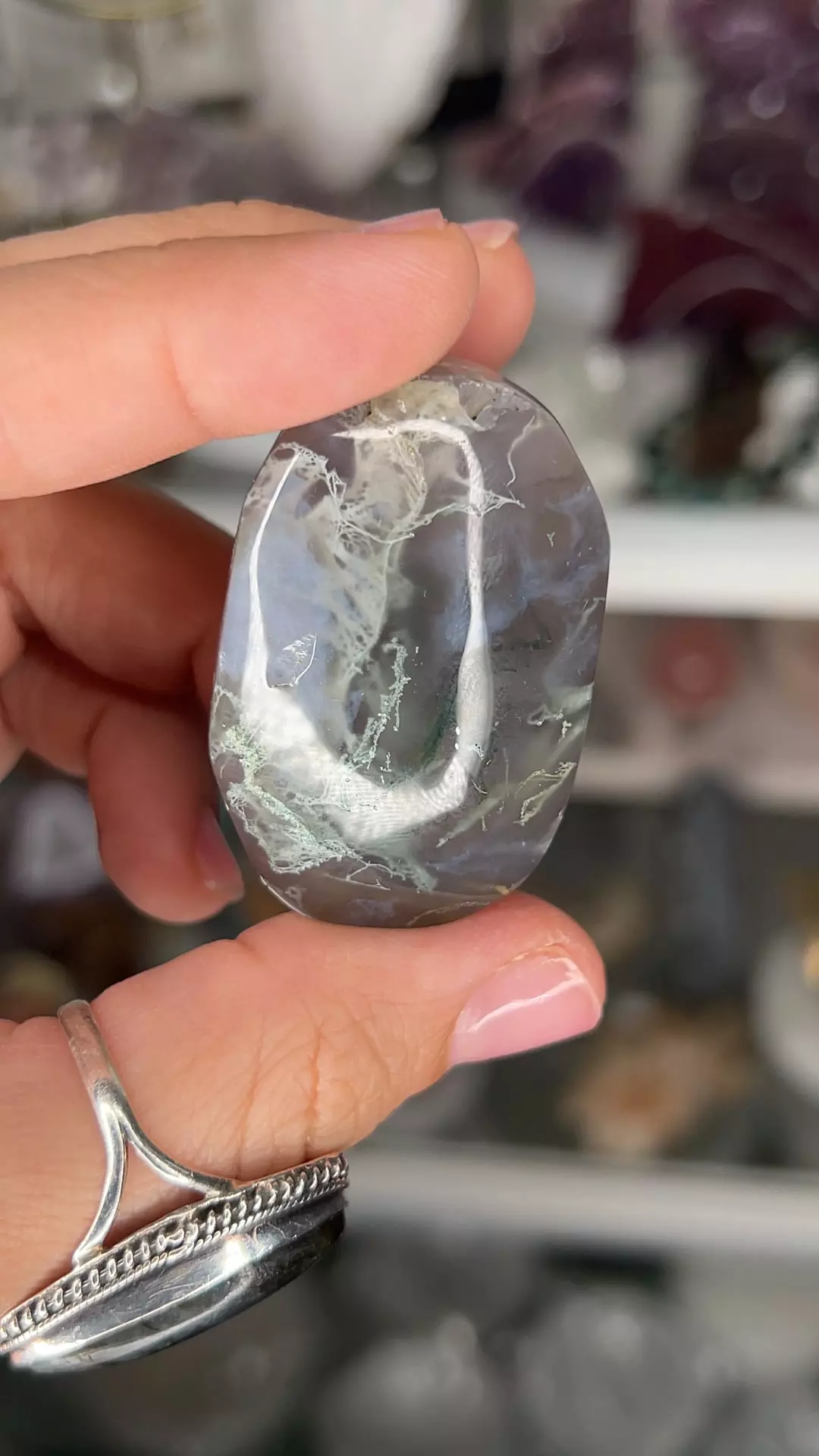 plant/Moss Agate Palm stone 15M-0