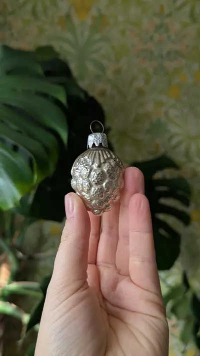 plant/vintage mercury glass ornament, made in West Germany-0-thumbnail