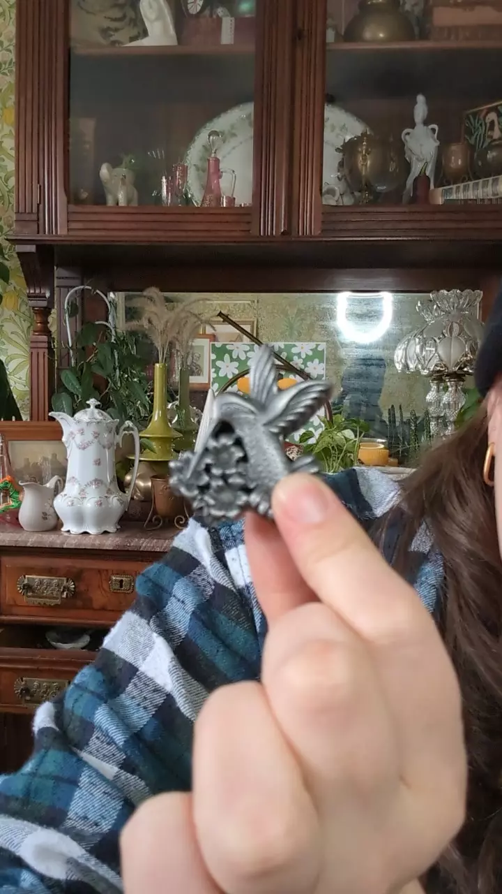 plant/hummingbird box with necklace and earrings-0