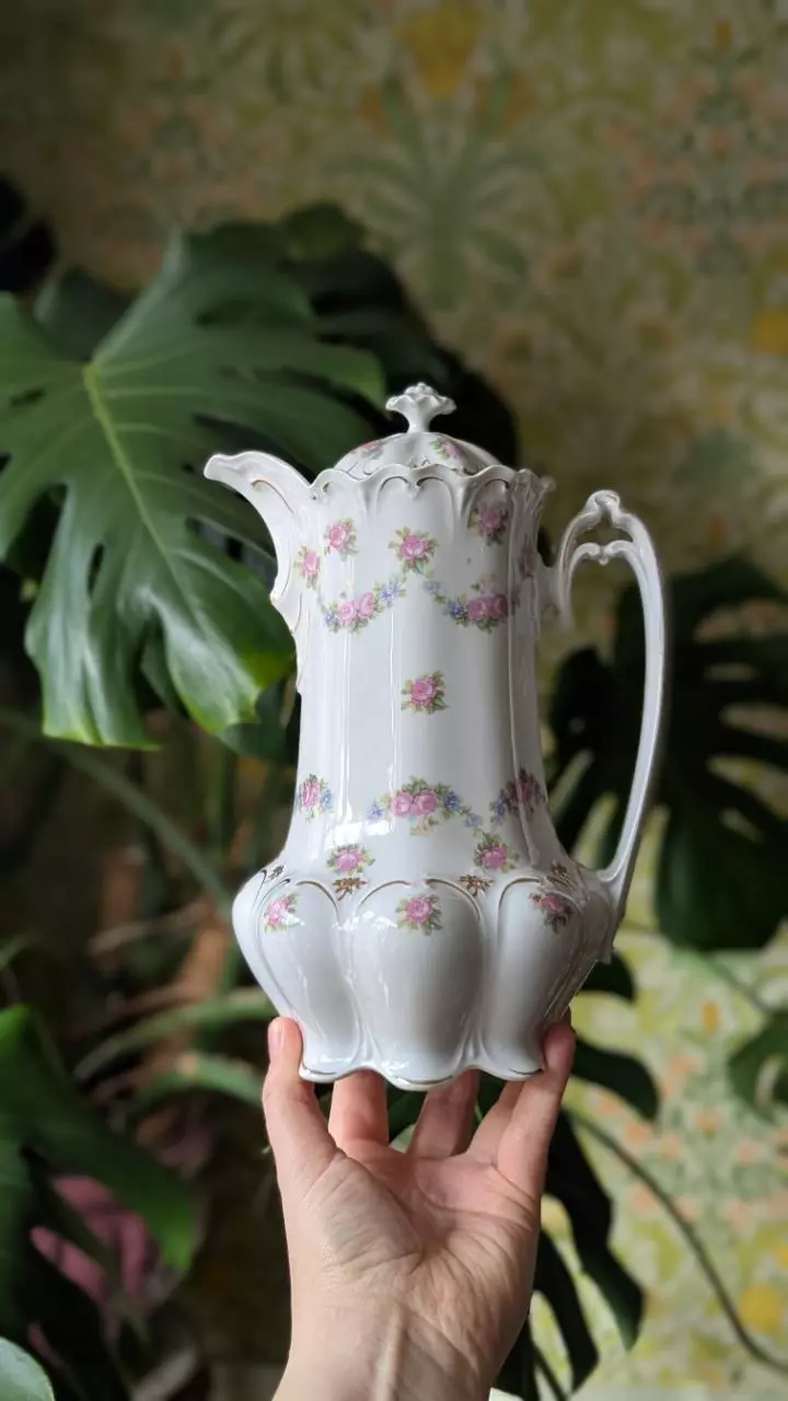 plant/antique hot chocolate teapot-2