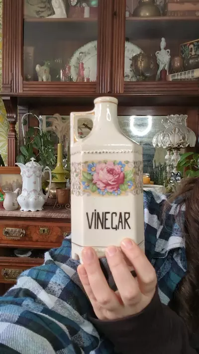 plant/vintage vinegar jar or vase-0-thumbnail