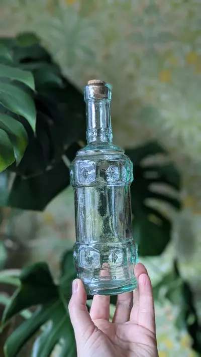 plant/vintage glass bottle with cork, made in spain-0-thumbnail