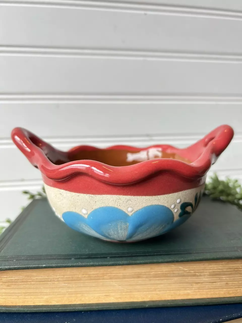 plant/Hand painted floral pottery bowl-0