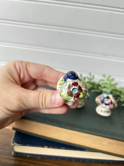 plant/Hand painted ceramic mushrooms (set of 3)-3-thumbnail