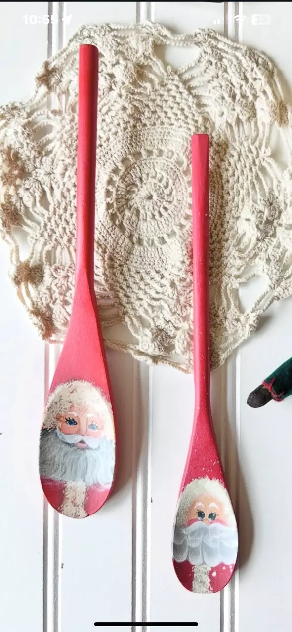 plant/Hand painted Santa spoons-0