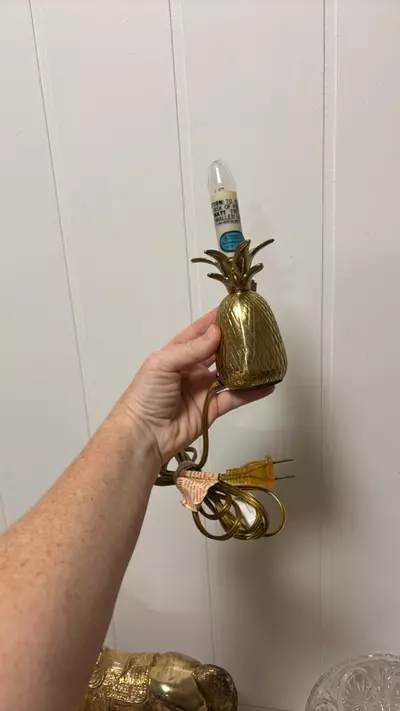 plant/vintage brass pineapple lamp (no shade, does work!)-0-thumbnail