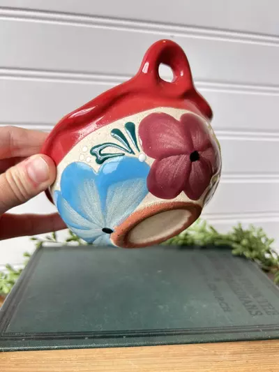 plant/Hand painted floral pottery bowl-3-thumbnail