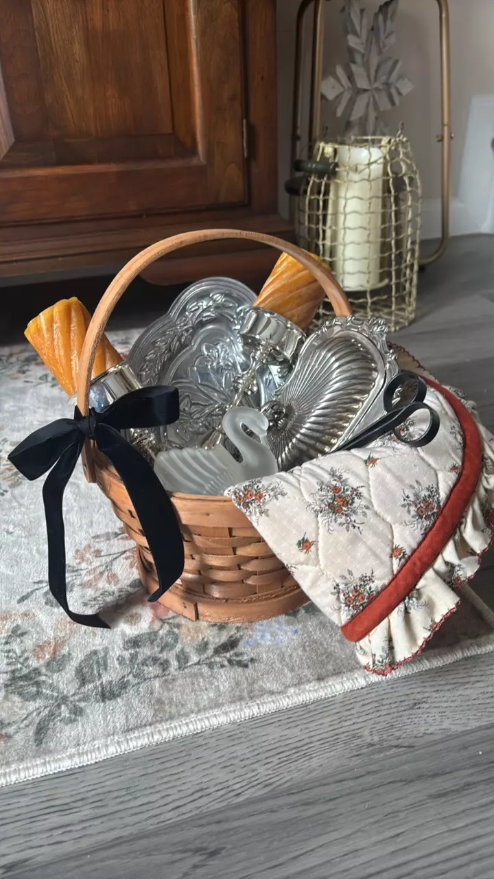 plant/vintage silver basket-0