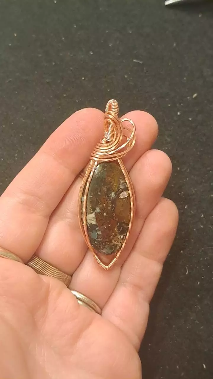 plant/Mystery jasper copper pendant-0