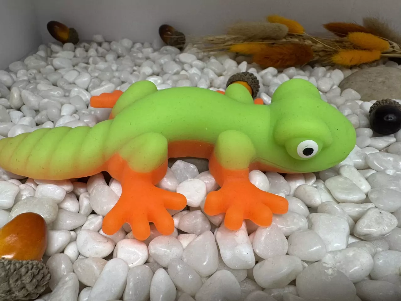 plant/Squishy, jiggly - gecko - green/orange stress relieve toy-1