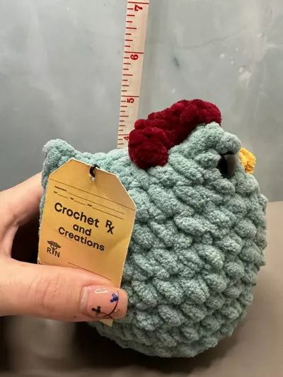 plant/Crochet Teal Medium Chicken, handmade plushie-0-thumbnail