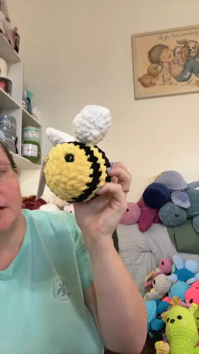 plant/Crochet Big Chonky Bee Plushie, handmade-0-thumbnail