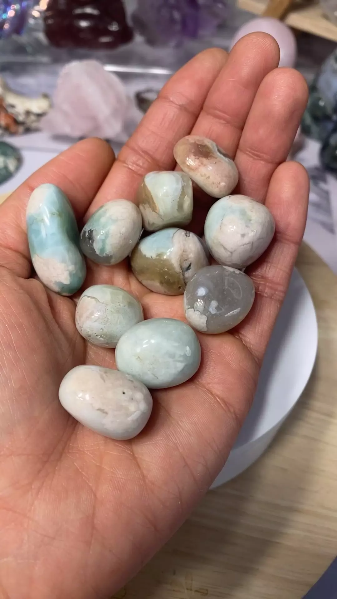 plant/1 Green Flower Agate tumble-0