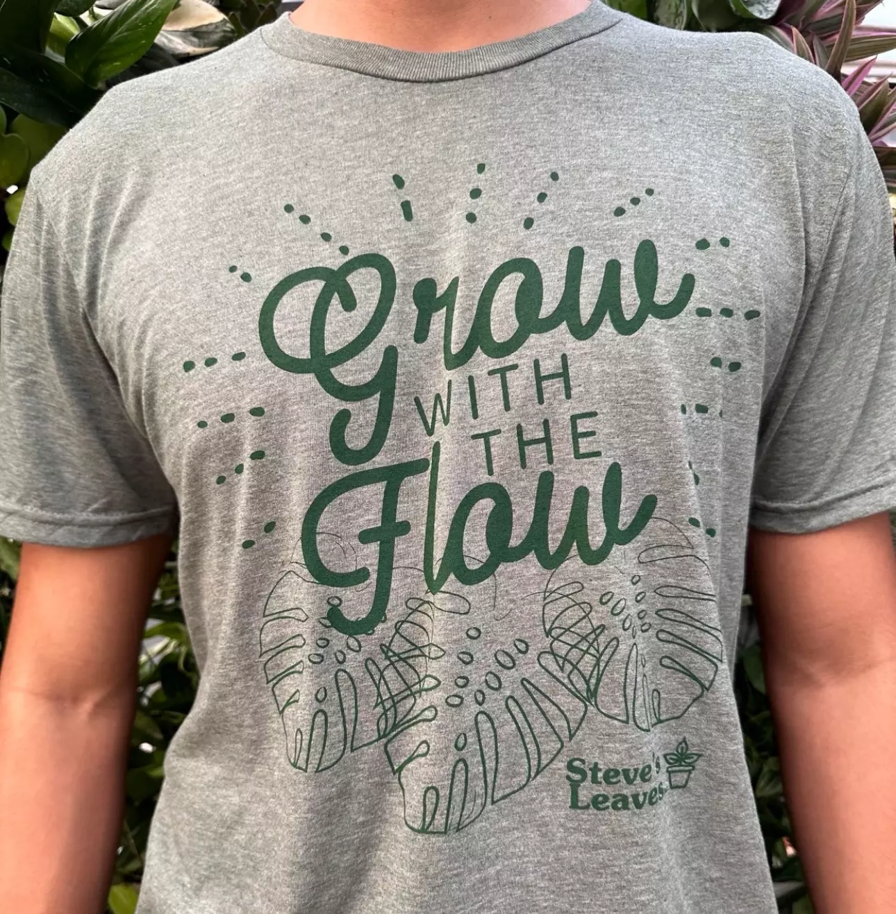 plant/(Medium) Steve's Leaves - Grow With The Flow T-Shirt-0