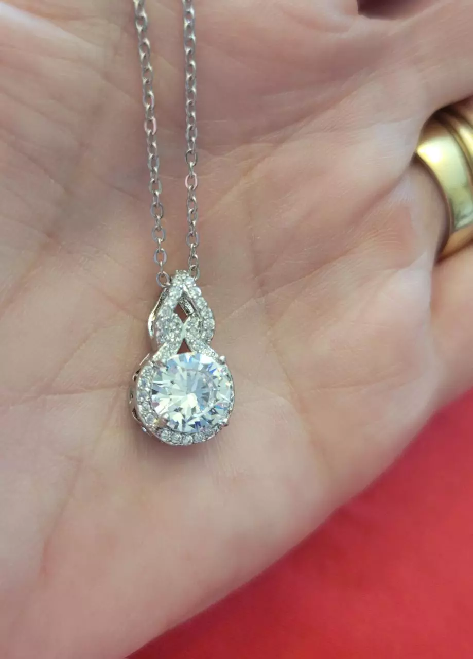 plant/Beautiful fashion CZ and stainless chain necklace-1