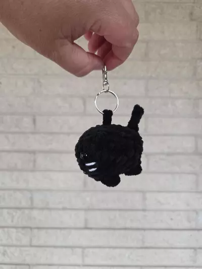 plant/MADE TO ORDER - Black LOAF cat Keychain-4-thumbnail