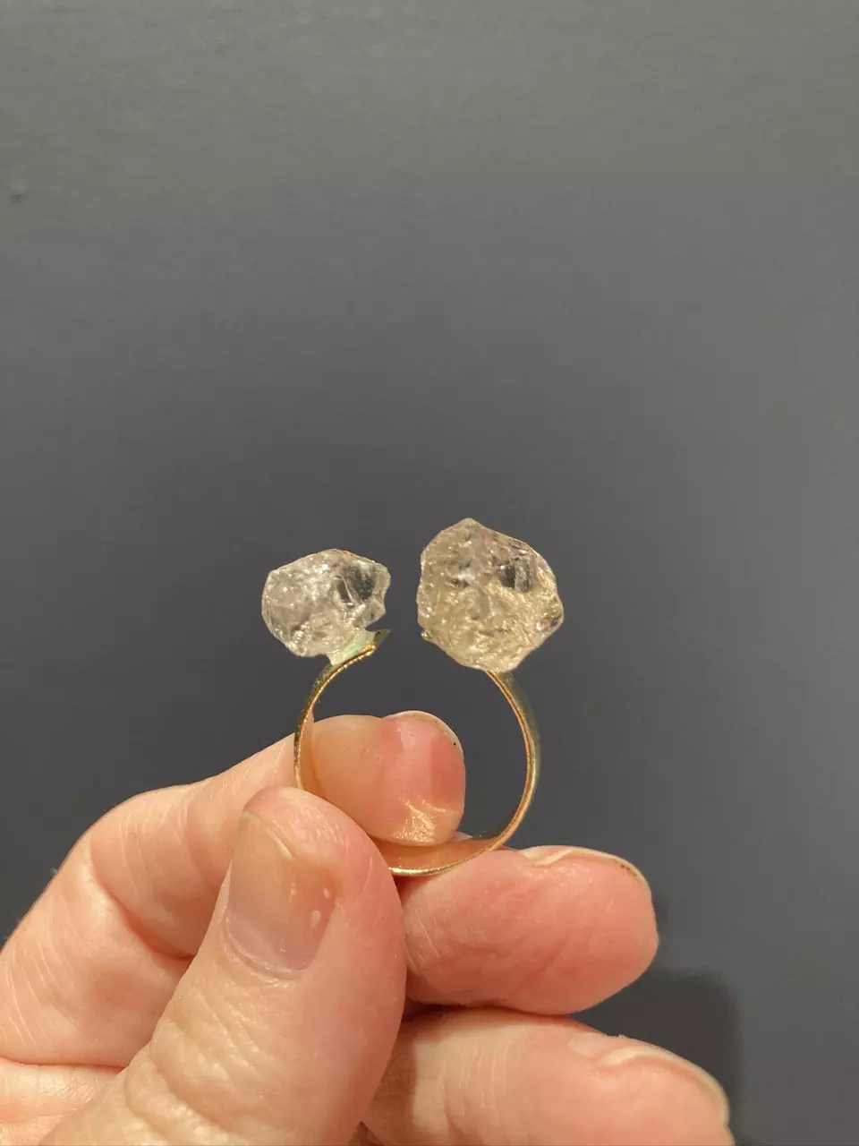 plant/Clear quartz free form adjustable ring - intuitively chosen-1