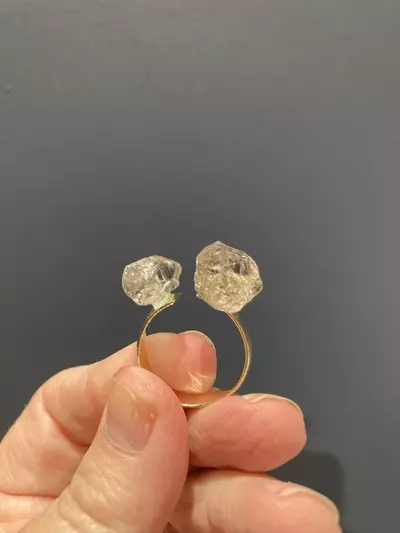 plant/Clear quartz free form adjustable ring - intuitively chosen-1-thumbnail