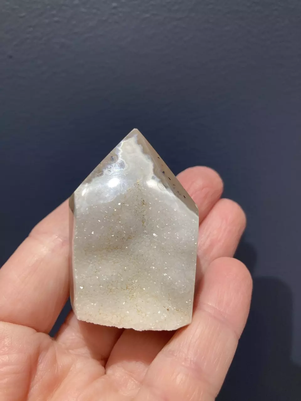 plant/Small tan agate w/ white druzy tower-0