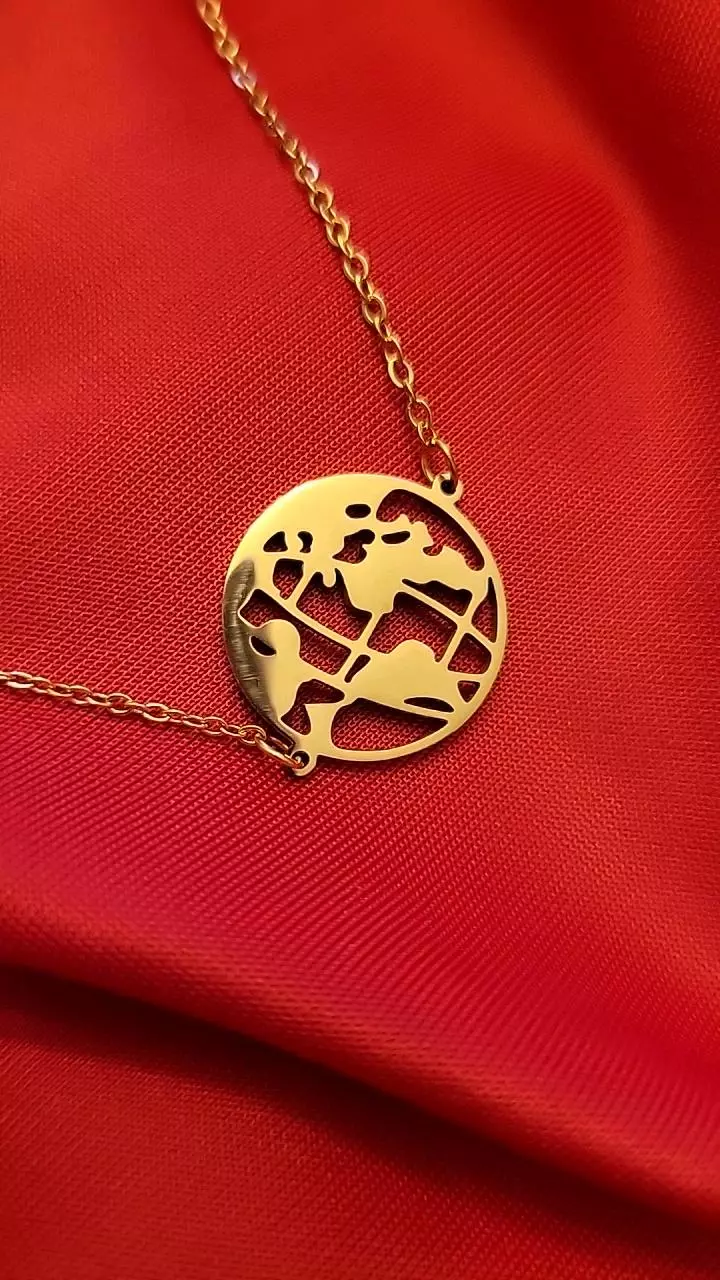 plant/World travel Stainless steel necklace-1