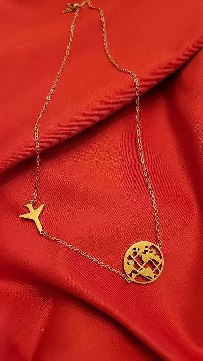 plant/World travel Stainless steel necklace-0-thumbnail