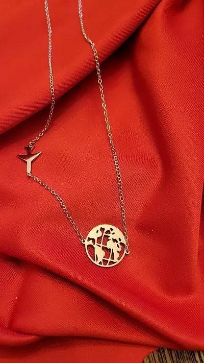 plant/Stainless steel travel necklace in silver color-0-thumbnail