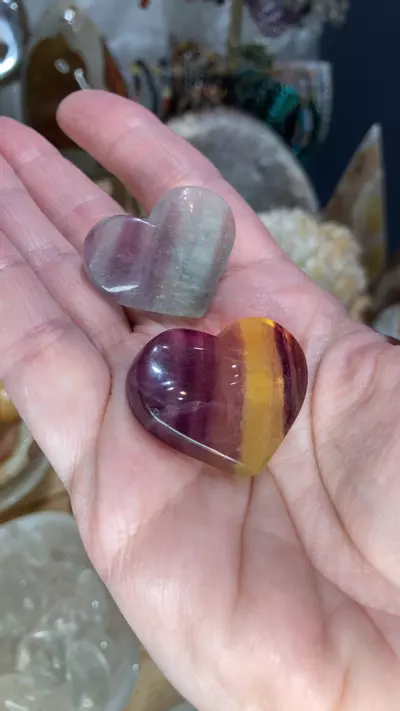 plant/One Fluorite heart - purple orange clear and stripe options-0-thumbnail