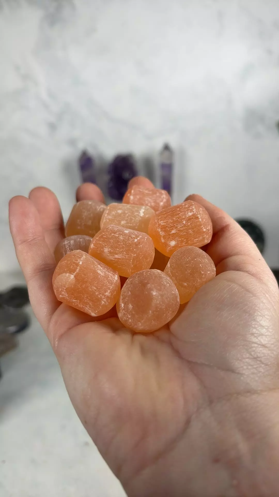 plant/Peach Selenite Tumble-0