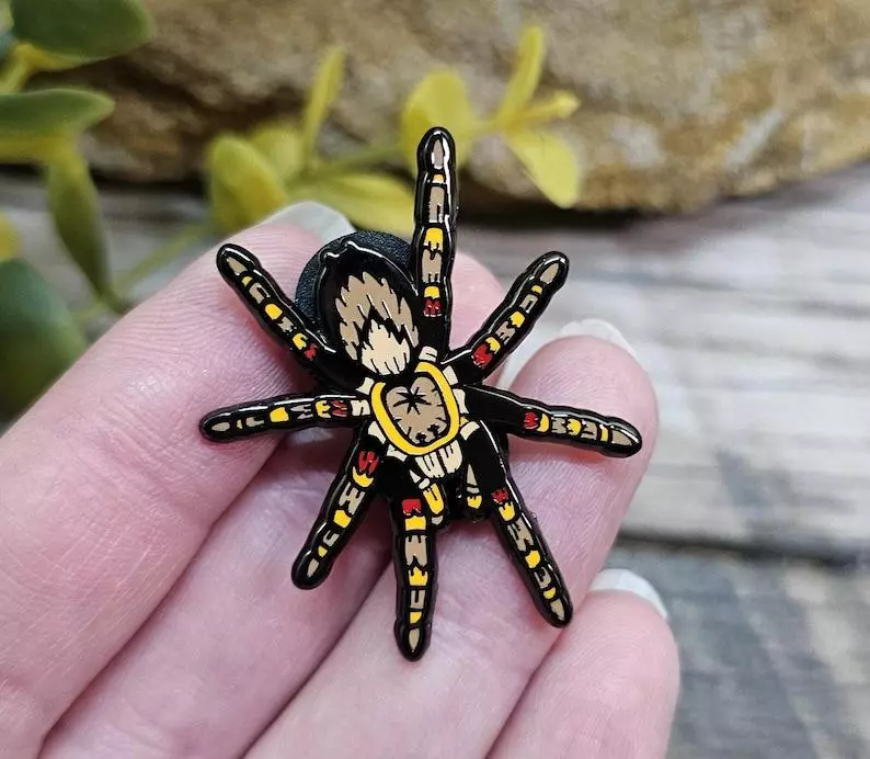 plant/Red Knee Tarantula Hard Enamel Pin-0