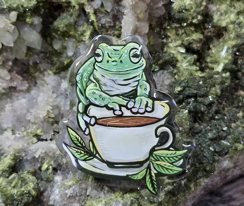plant/Frog Acrylic Pin - 2 inches-0