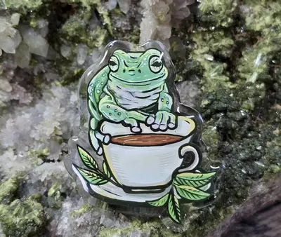 plant/Frog Acrylic Pin - 2 inches-0-thumbnail