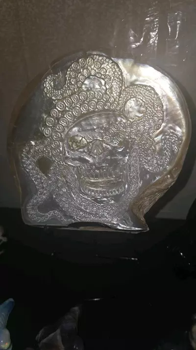 plant/Abalone shell carved skull and octopus-0-thumbnail