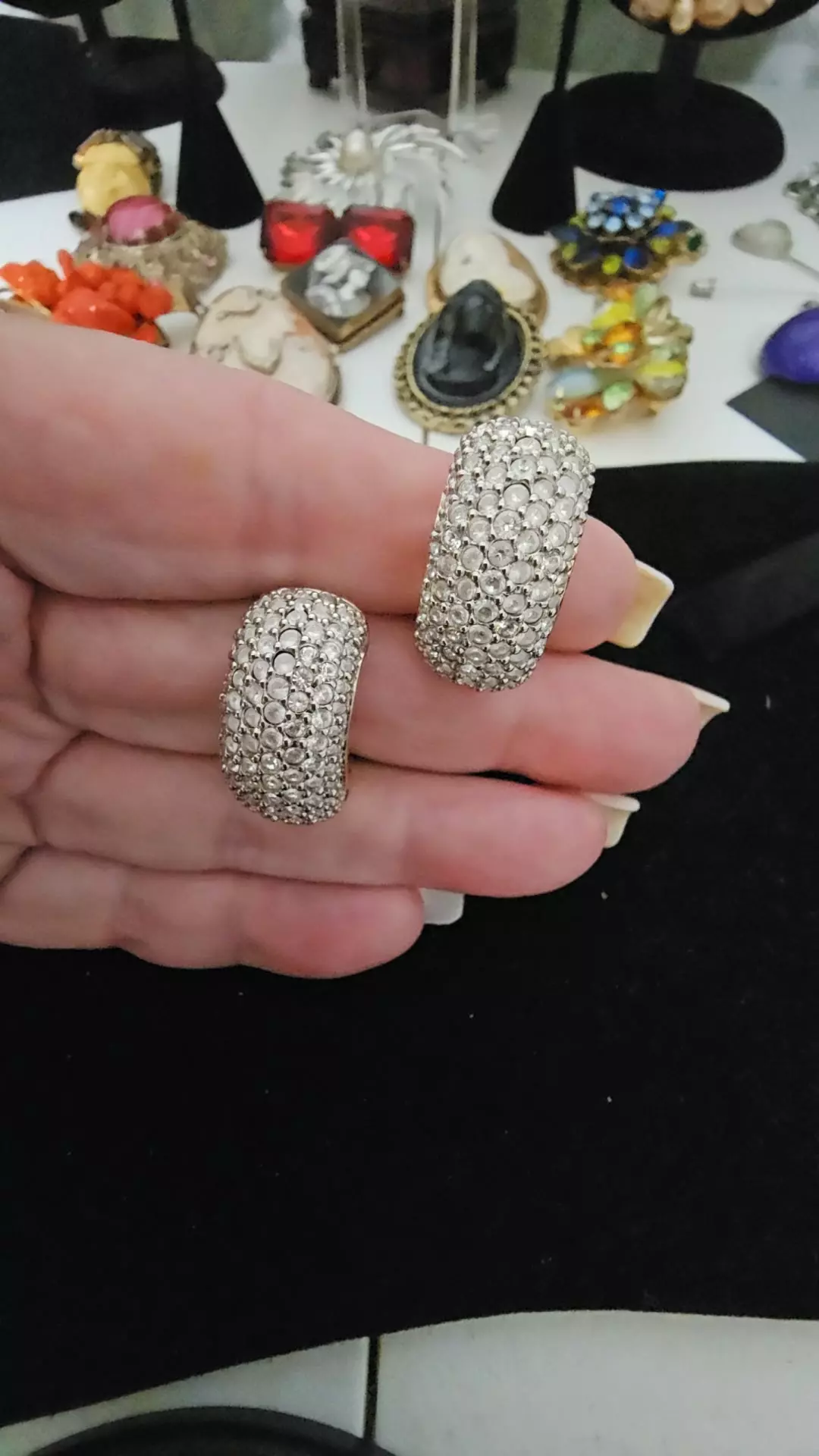 plant/Swarovski clip on earrings-0