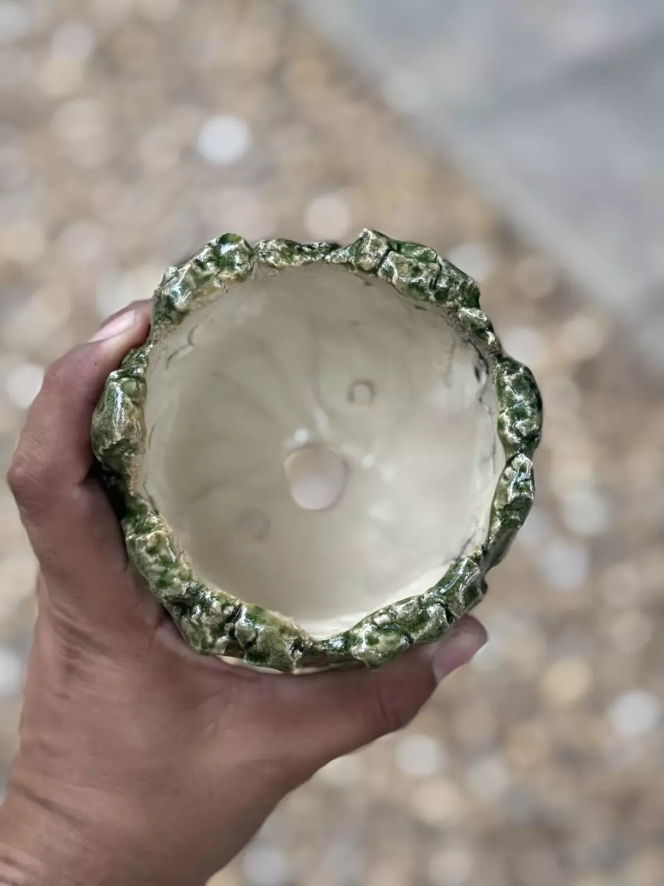 plant/Green shattered glass 4.5x3.5H-1